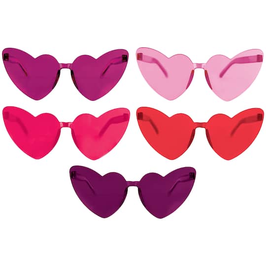 Plastic Heart Rimless Glasses, 10ct.